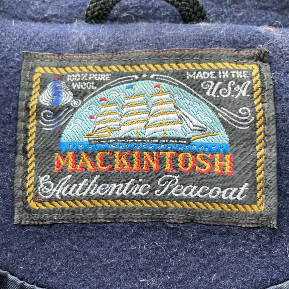 Vintage Pea Coat 60s Navy Blue Mackintosh Peacoat Pure Wool Double Breasted S - Picture 6 of 16